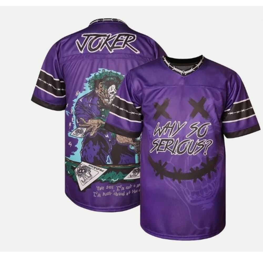 Batman Joker Purple V-Neck Jersey "Why So Serious?" - Size Medium